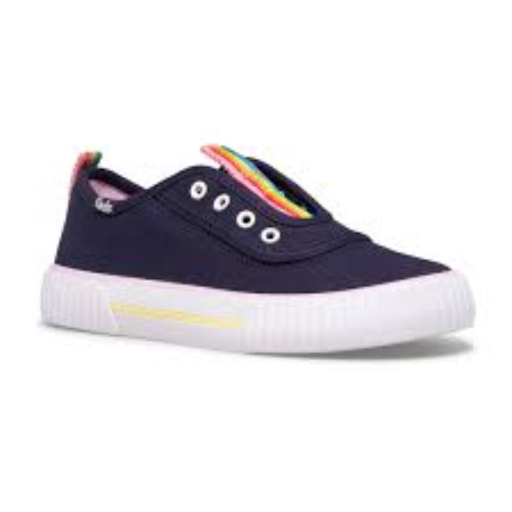 NWT Keds TopKick Washable Slip On Sneaker, Navy/Rainbow, Size 3